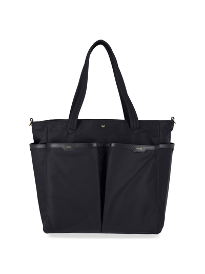 Shop Anya Hindmarch Tote Bag 'multi-pocket' In Black  