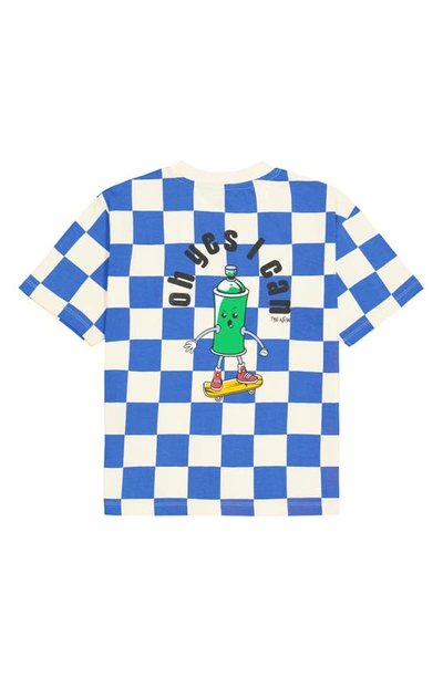 Shop The New Kids' Checkerboard Organic Cotton Graphic T-shirt In Royal Blue