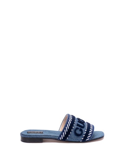 Shop Gucci `jane` Slide Sandals In Blue