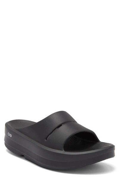 Shop Oofos Oomega Ooahh Slide Sandal In Black