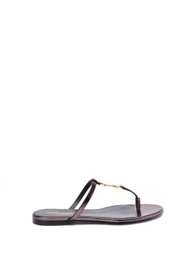 Shop Saint Laurent `cassandra` Sandals In Brown