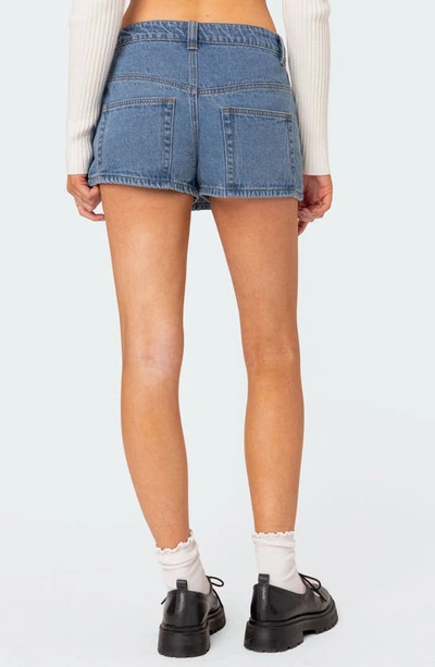 Edikted Women's Alivia Satin Bow Denim Micro Skort In Blue