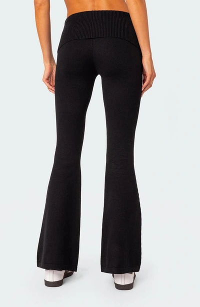 Shop Edikted Desiree Foldover Flare Pants In Black