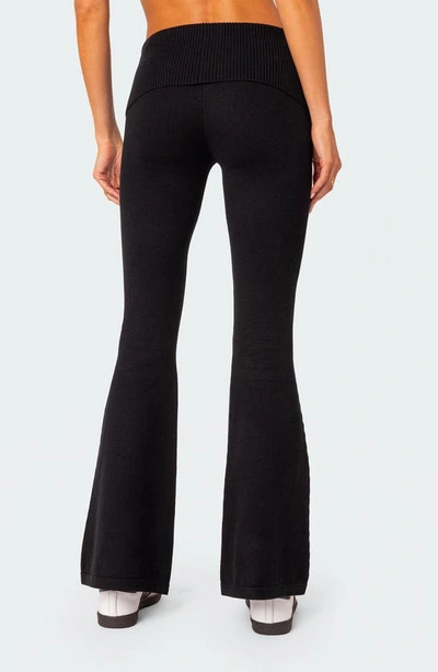 Edikted Desiree Foldover Flare Pants In Black