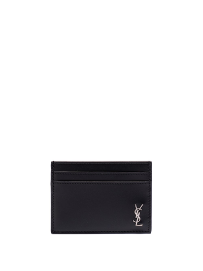 Shop Saint Laurent `cassandre` Tiny Card Case In Black  