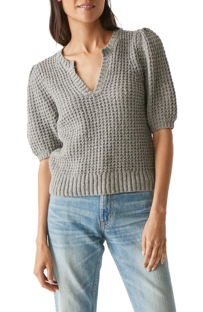 Shop Michael Stars Gemma Waffle Stitch Sweater In Heather Grey