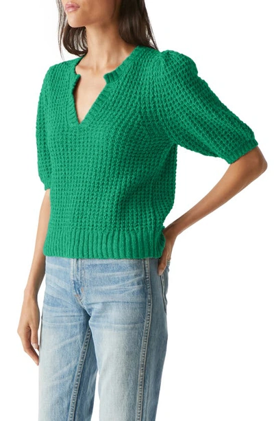 Shop Michael Stars Gemma Waffle Stitch Sweater In Kelly