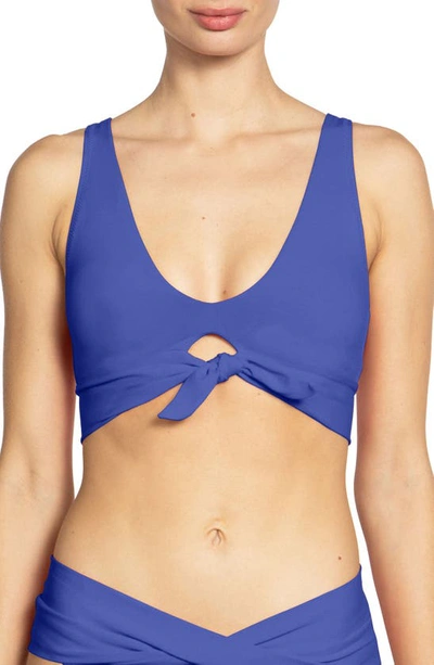 Shop Robin Piccone Ava Knot Front Bikini Top In Ube