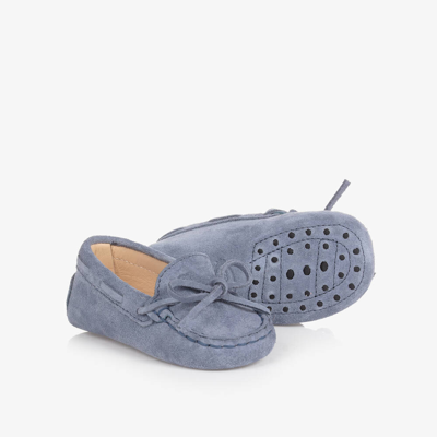 Shop Tod's Boys Blue Suede Pre-walker Moccasin Shoes