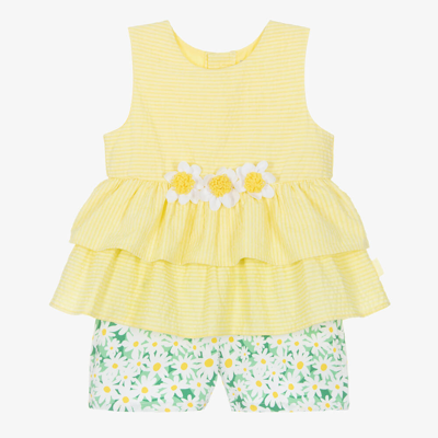 Shop Tutto Piccolo Girls Yellow & Green Daisy Shorts Set