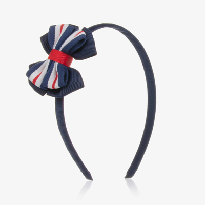Shop Tutto Piccolo Girls Blue Striped Bow Hairband