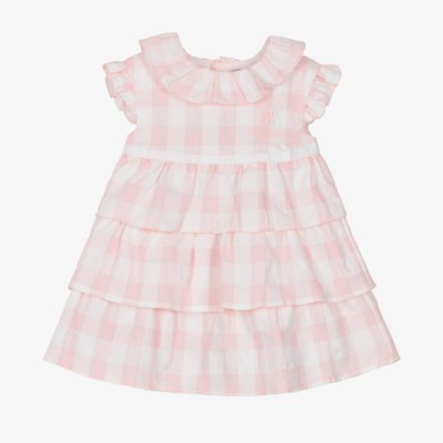 Shop Tutto Piccolo Girls Frilly Pink Cotton Gingham Dress