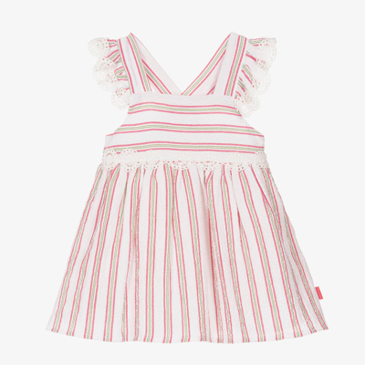 Shop Tutto Piccolo Girls White Striped Cotton Dress