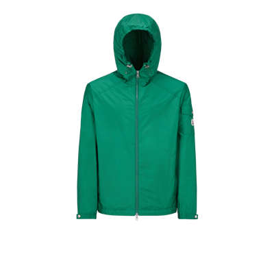 Shop Moncler Collection Etiache Rain Jacket, Green, Size: 3