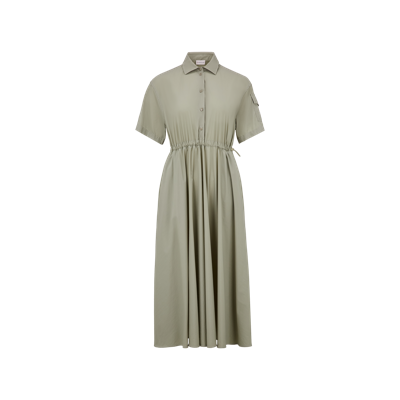Shop Moncler Collection Robe Chemise Midi En Popeline In Green