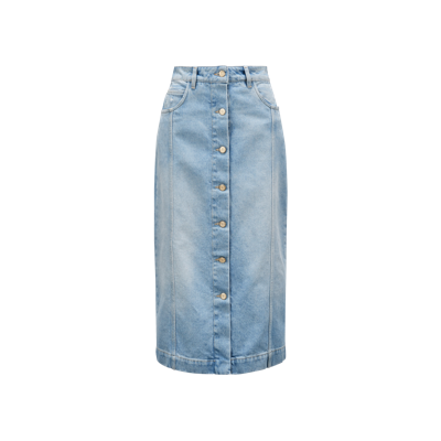 Shop Moncler Collection Denim Midi Skirt Blue