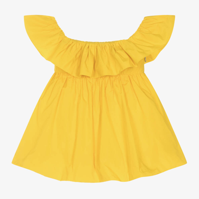 Shop Msgm Girls Yellow Taffeta Bubble Dress