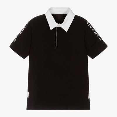 Shop Givenchy Boys Black Cotton Polo Shirt