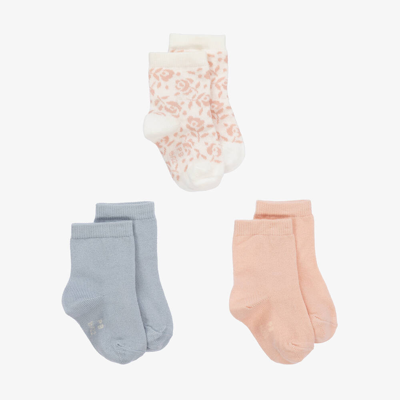 Shop Petit Bateau Girls Pink & Blue Socks (3 Pack)