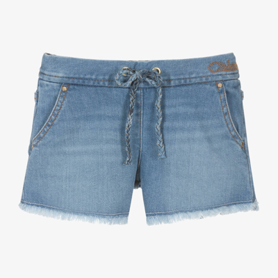 Shop Chloé Girls Blue Denim Shorts