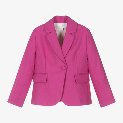 Shop Chloé Girls Pink Linen & Cotton Twill Blazer