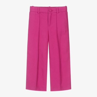 Shop Chloé Girls Pink Linen & Cotton Twill Trousers