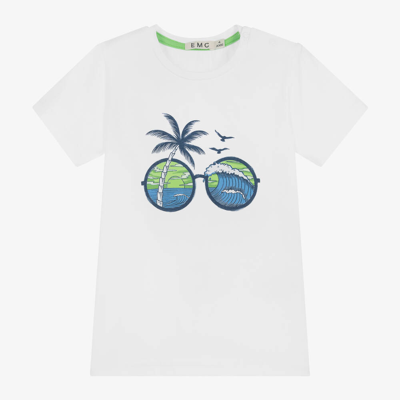 Shop Everything Must Change Boys White Cotton Sunglasses T-shirt