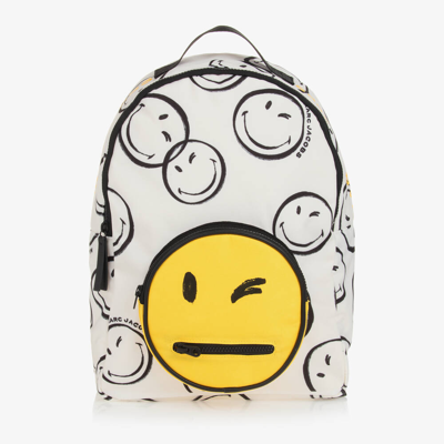 Shop Marc Jacobs Ivory Smiley Faces Backpack (38cm)