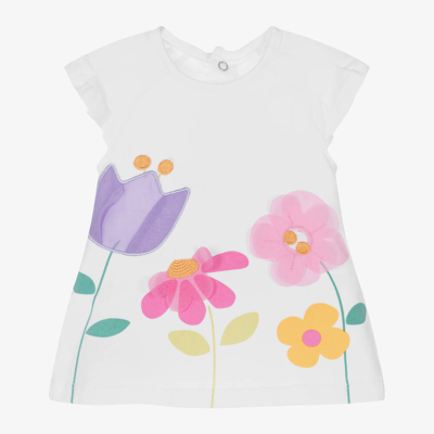 Shop Mayoral Baby Girls White Floral Cotton Dress