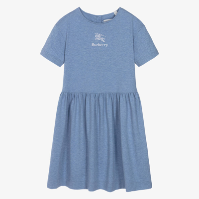 Shop Burberry Teen Girls Blue Cotton Dress