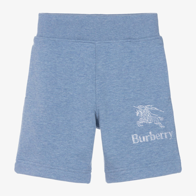 Shop Burberry Boys Blue Cotton Shorts