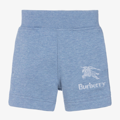 Shop Burberry Baby Boys Blue Cotton Shorts