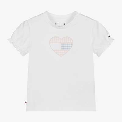 Shop Tommy Hilfiger Baby Girls White Cotton Heart T-shirt