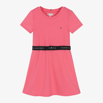 Shop Tommy Hilfiger Girls Pink Belted Skater Dress