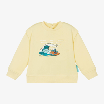 Shop Emporio Armani Boys Yellow Smurf Cotton Sweatshirt