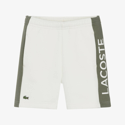 Shop Lacoste Boys Ivory Cotton Jersey Shorts