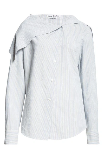 Shop Acne Studios Saith Stripe Asymmetric Button-up Shirt In Blue/ White