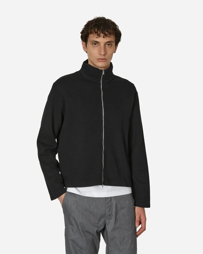 Shop Our Legacy Shrunken Full Zip Polo Sweater In Black