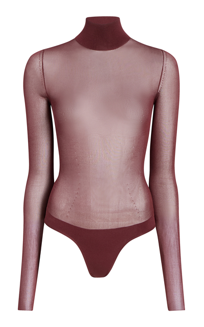 KHAITE TALLIN SHEER MESH TURTLENECK BODYSUIT 
