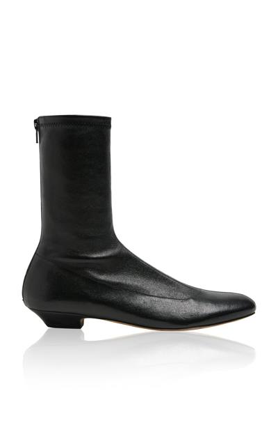 Shop Khaite Apollo Flat Leather Boots In Black