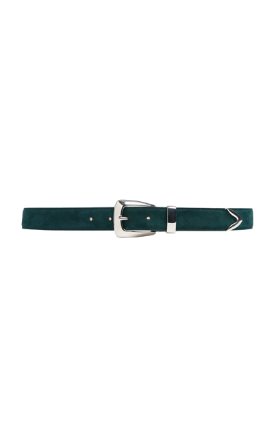 Khaite Benny Suede Belt In Green