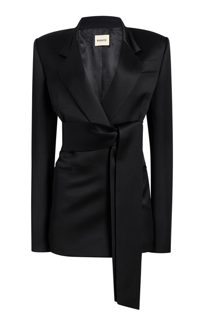 Khaite Willow Belted Satin Jacket In Black