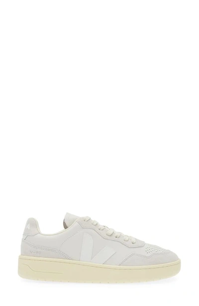 Shop Veja V-90 Leather Sneaker In Gravel White