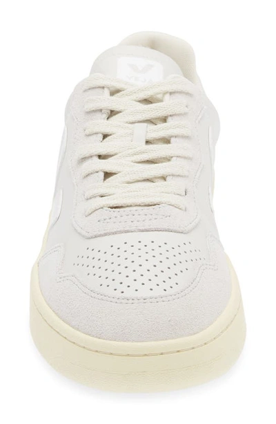 Shop Veja V-90 Leather Sneaker In Gravel White