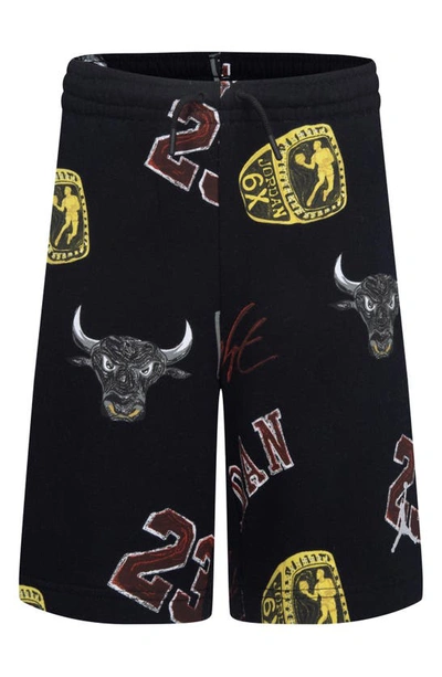 Shop Jordan Kids' Essentials Print Fleece Shorts In Black