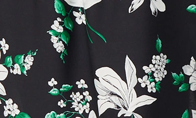 Shop Jones New York Floral Belted Three-quarter Sleeves Midi Dress In Jones Blk/kelly Mlt