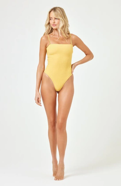 Shop L*space Jacquard One-piece Swimsuit In Honey