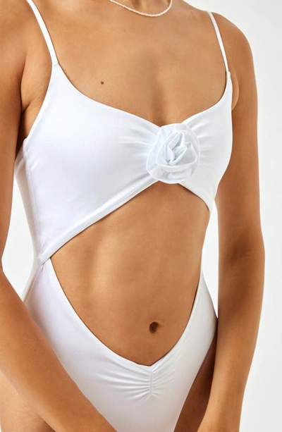 Shop L*space Sierra Cutout Rose Appliqué One-piece Swimsuit In White