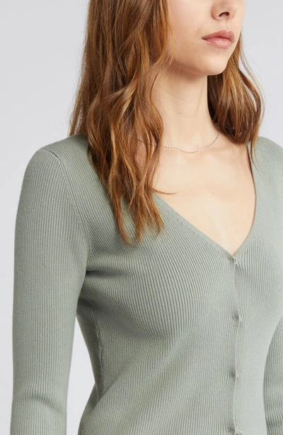 Open Edit Luxe Sculpt Cardigan In Green Halo
