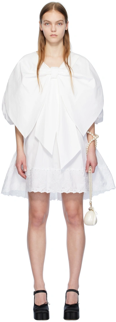 Shop Simone Rocha White Bow Minidress In White/white